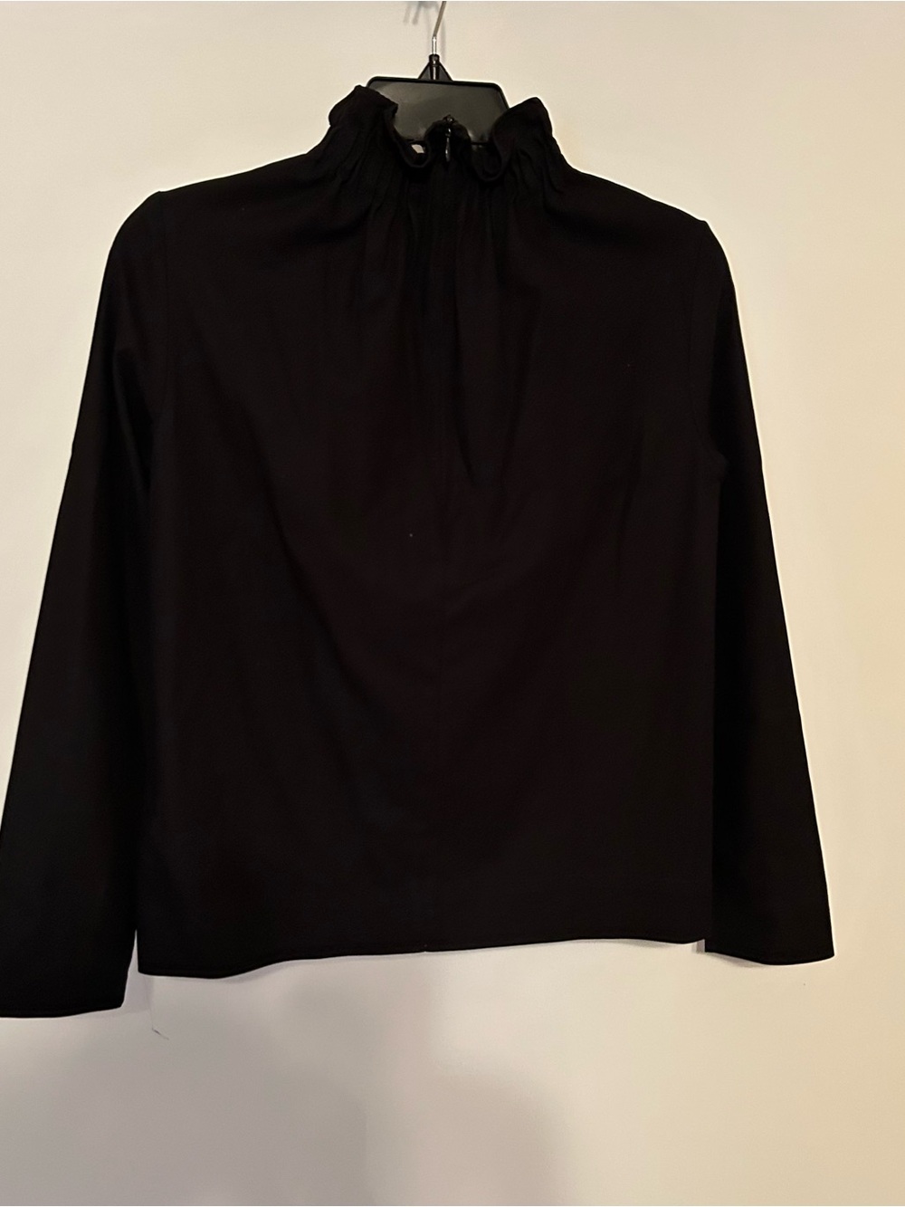 COS Black Long-Sleeve Ruffle Mock-Neck Top